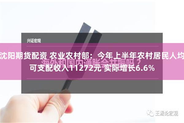 沈阳期货配资 农业农村部：今年上半年农村居民人均可支配收入11272元 实际增长6.6%