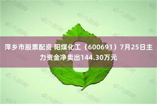 萍乡市股票配资 阳煤化工（600691）7月25日主力资金净卖出144.30万元